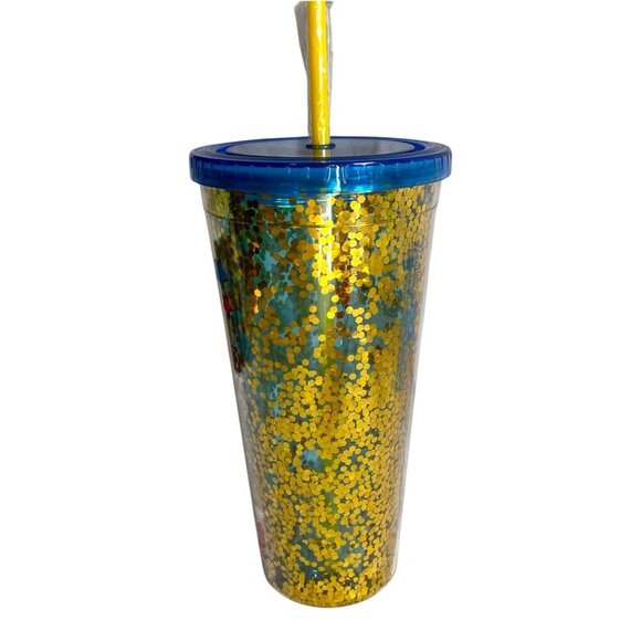 Rainbow Brite & Twink 1980s Sparkle Gold Glitter 32oz Tumbler with Lid & Straw - Picture 2 of 6